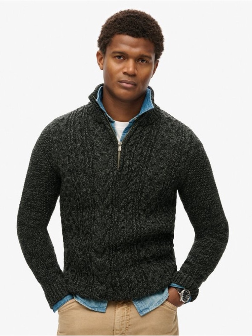 Superdry & Co Jacob Cable Knit Half Zip Jumper NWT Size Medium